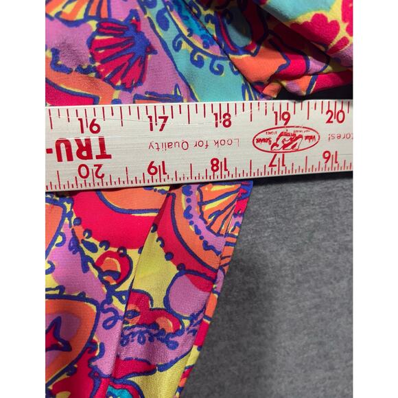 Lilly Pulitzer Womens Silk Retro Seashell Design Balloon Sleeves Blouse Size XS - Picture 6 of 10